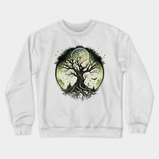 Tree of Life Under the Moon Connection, Life, Magic, Mystery Crewneck Sweatshirt